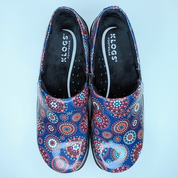 Klogs Mandala Mission women's leather clog shoes red blue size 7 - Picture 1 of 12